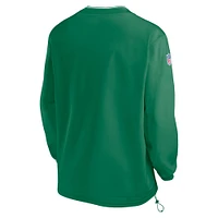 Men's Nike Kelly Green Philadelphia Eagles 2024 Sideline Throwback Logo Long-Sleeve V-Neck Windshirt