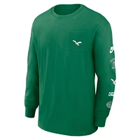Men's Nike Kelly Green Philadelphia Eagles Rewind Heavy Max90 Pocket Long Sleeve T-Shirt