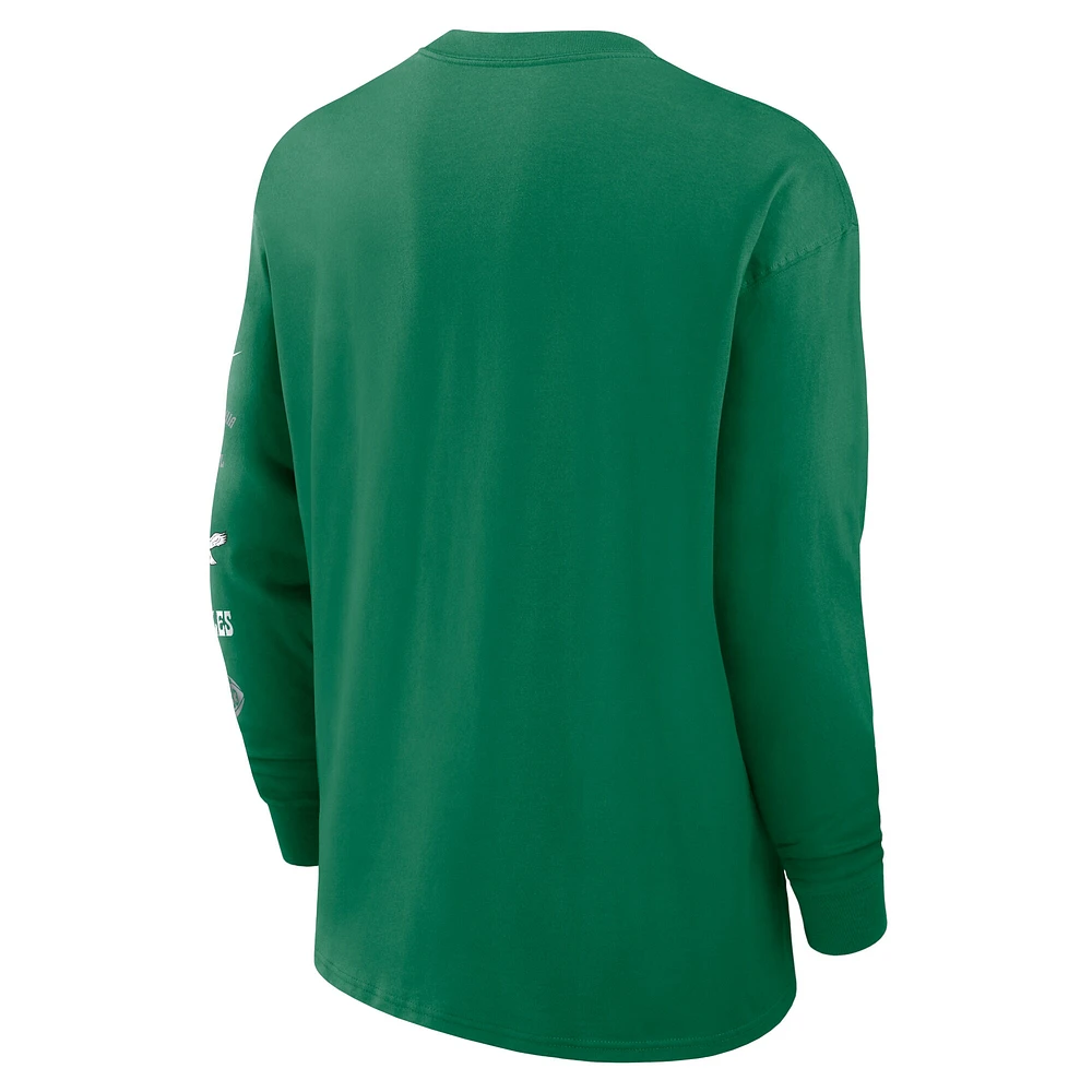 Men's Nike Kelly Green Philadelphia Eagles Rewind Heavy Max90 Pocket Long Sleeve T-Shirt