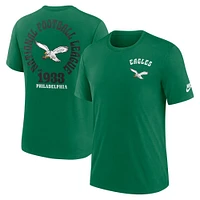 T-shirt Nike Kelly Green Philadelphia Eagles Rewind Team Excite 2-Hit Tri-Blend pour homme