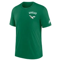T-shirt Nike Kelly Green Philadelphia Eagles Rewind Team Excite 2-Hit Tri-Blend pour homme