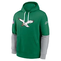 Men's Nike Kelly Green Philadelphia Eagles  Throwback Logo Club Tri-Blend Pullover Hoodie