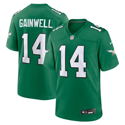 Maillot pour homme Nike Kenneth Gainwell Kelly Green Philadelphia Eagles Alternate Throwback Game