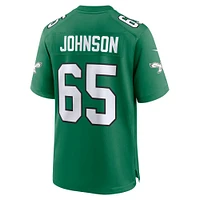 Maillot pour homme Nike Lane Johnson Kelly Green Philadelphia Eagles Alternate Throwback Game