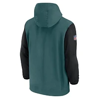 Men's Nike Midnight Green/Black Philadelphia Eagles 2024/25 Sideline Pre-Game Player 1/2-Zip Hoodie Jacket