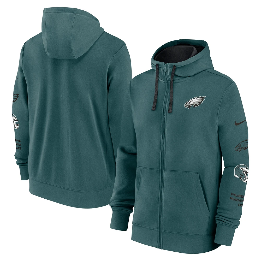 Men's Nike Midnight Green Philadelphia Eagles Club Full-Zip Hoodie Jacket