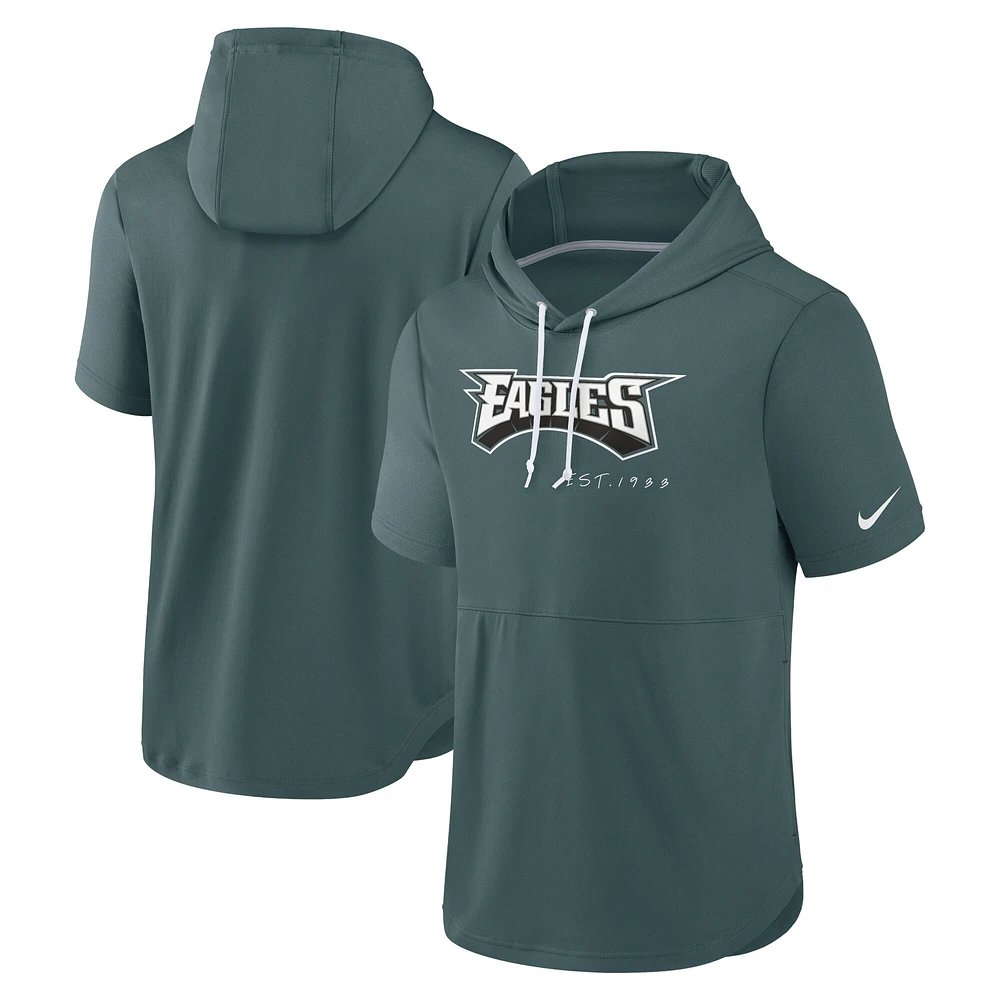 Chandail à capuchon manches courtes pour homme des Philadelphia Eagles de Nike Midnight Green