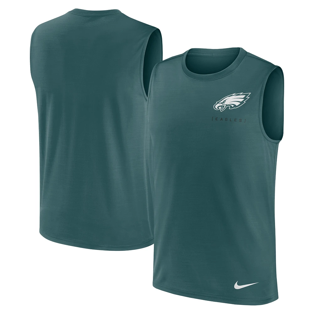 Men's Nike Midnight Green Philadelphia Eagles Large Logo Peformance Muscle Tank Top