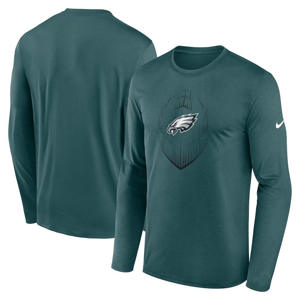 T-shirt à manches longues Nike pour homme, vert nuit, Philadelphia Eagles Legend Icon