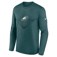 T-shirt à manches longues Nike pour homme, vert nuit, Philadelphia Eagles Legend Icon