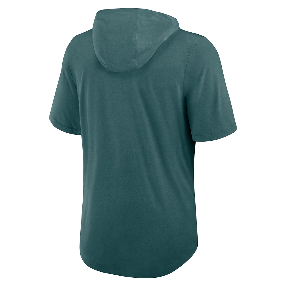 Men's Nike Midnight Green Philadelphia Eagles Lockup Tri-Blend Hoodie T-Shirt
