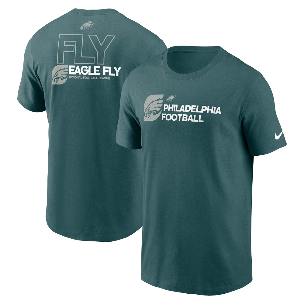 T-shirt Nike pour hommes, vert minuit, contour des Eagles de Philadelphie