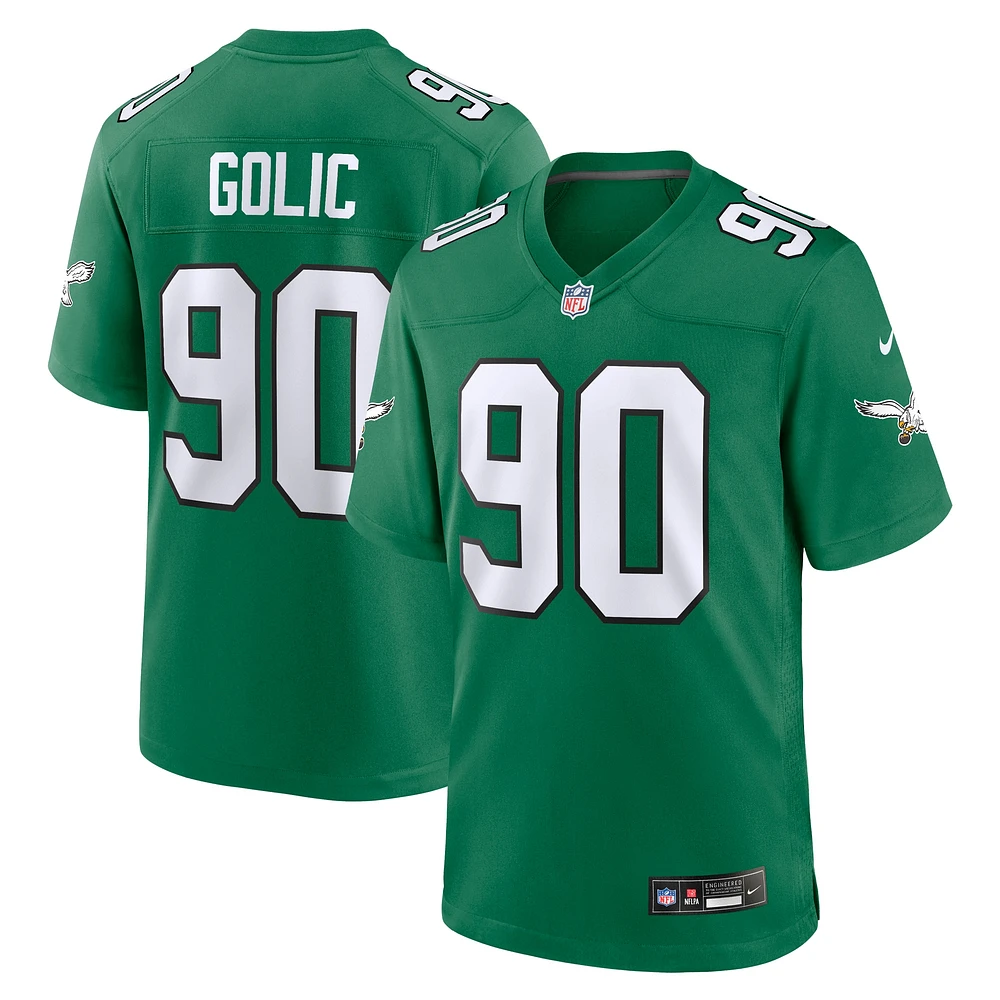 Maillot de match alternatif des Eagles Philadelphie Nike Mike Golic Kelly vert pour homme