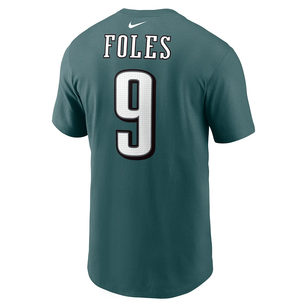 T-shirt Nike pour homme avec nom et numéro de joueur retraité des Philadelphia Eagles, vert nuit, Nick Foles