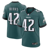 Maillot de match Nike Oren Burks pour hommes, vert minuit, des Eagles Philadelphie