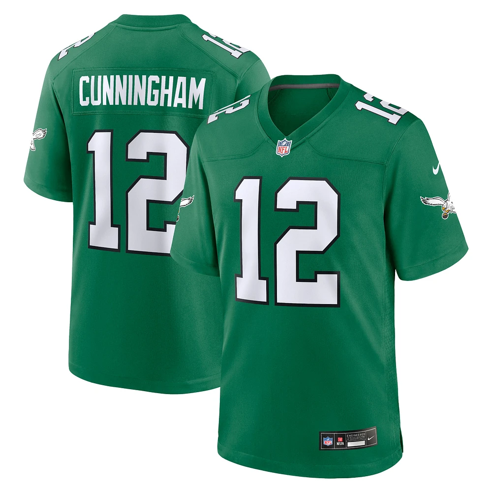 Maillot de match joueur retraité alternatif Nike Randall Cunningham Kelly Green Philadelphia Eagles pour homme