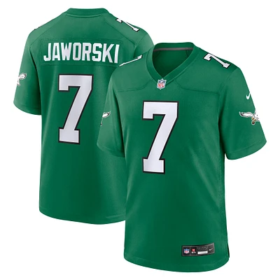 Maillot pour homme Nike Ron Jaworski Kelly Green Philadelphia Eagles Alternate Throwback Game