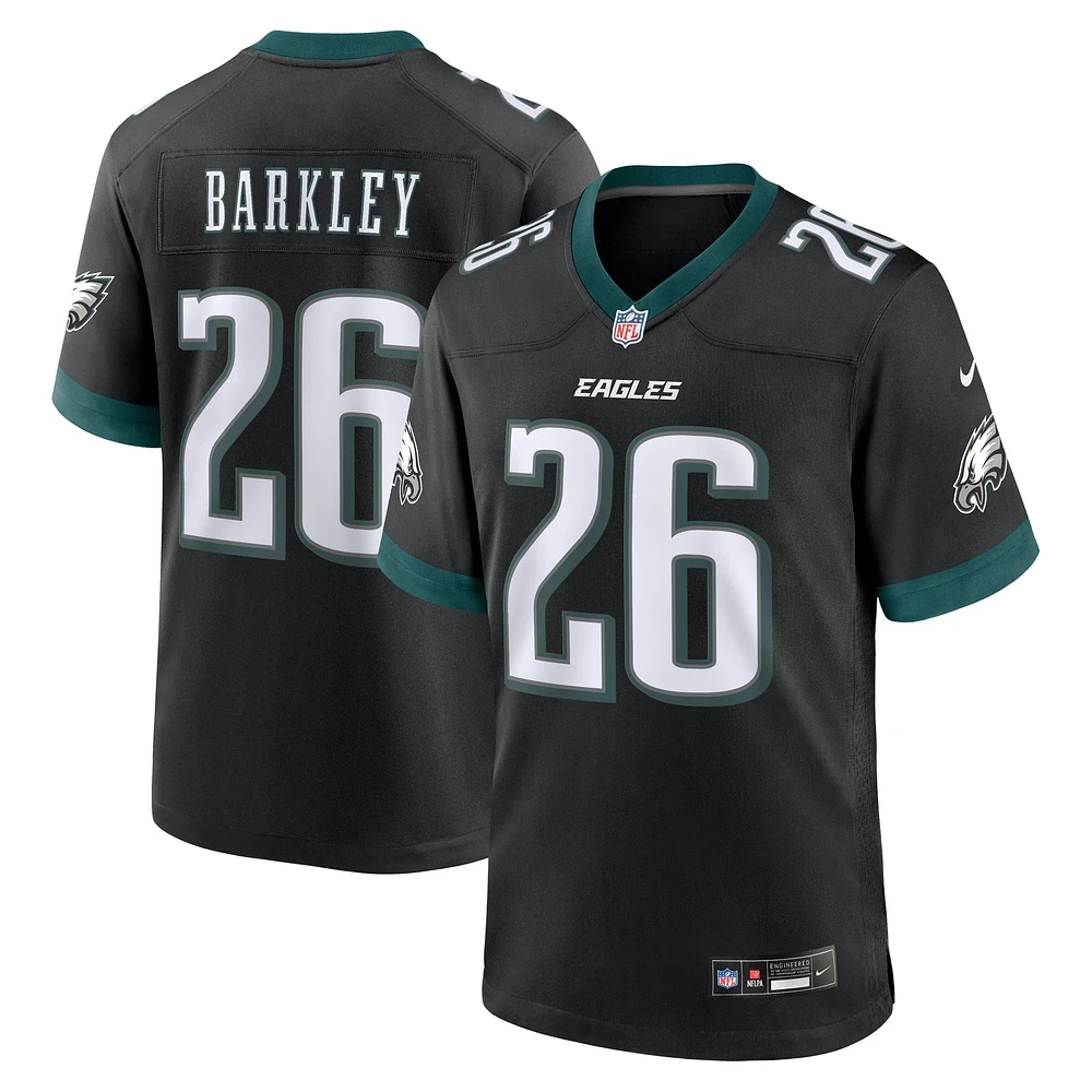 Maillot de match alternatif Nike Saquon Barkley pour hommes, noir, Philadelphia Eagles