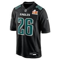 Men's Nike Saquon Barkley Carbon Black Philadelphia Eagles Super Bowl LIX Fashion Game Player Jersey