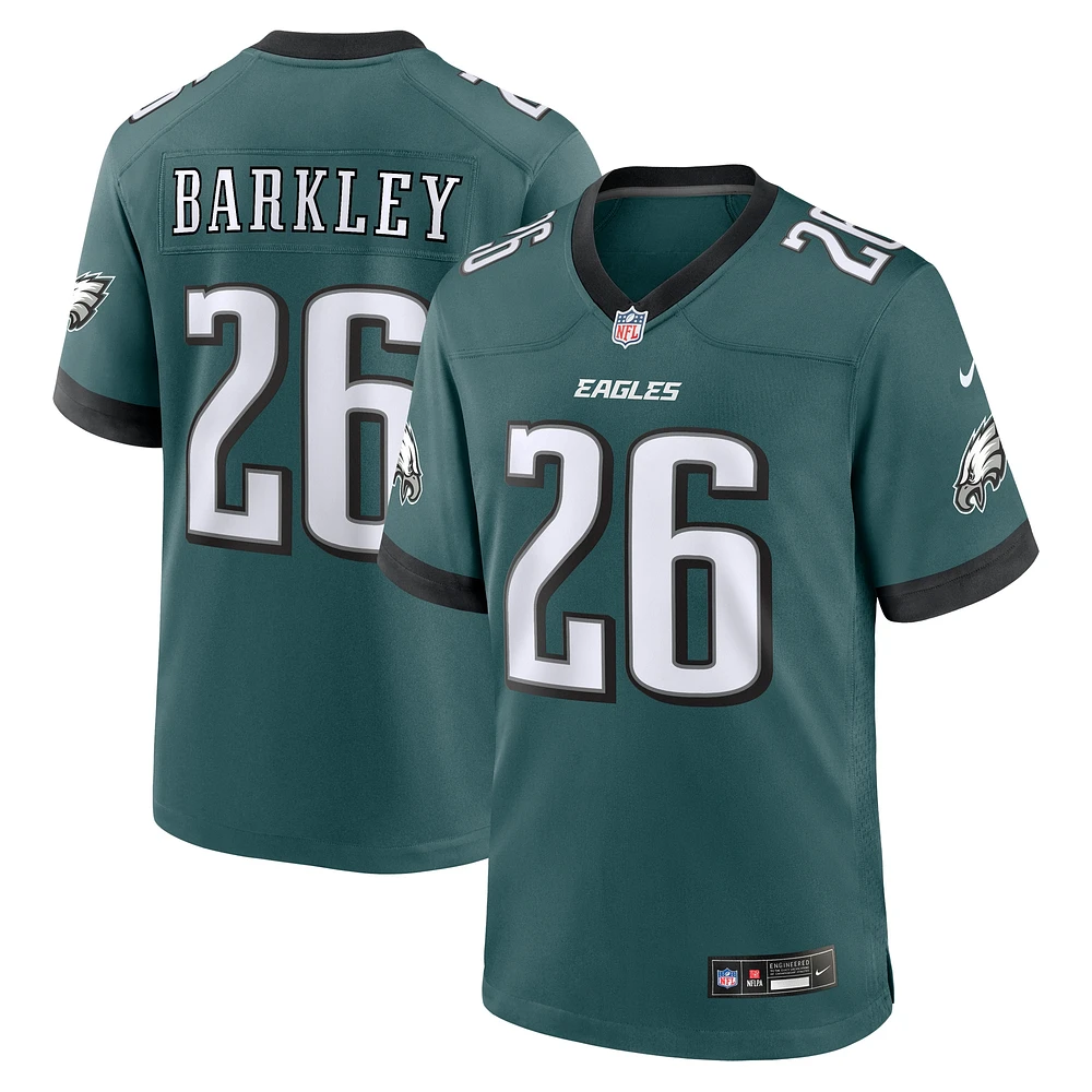 Maillot de joueur match Nike Saquon Barkley vert minuit pour hommes des Eagles Philadelphie