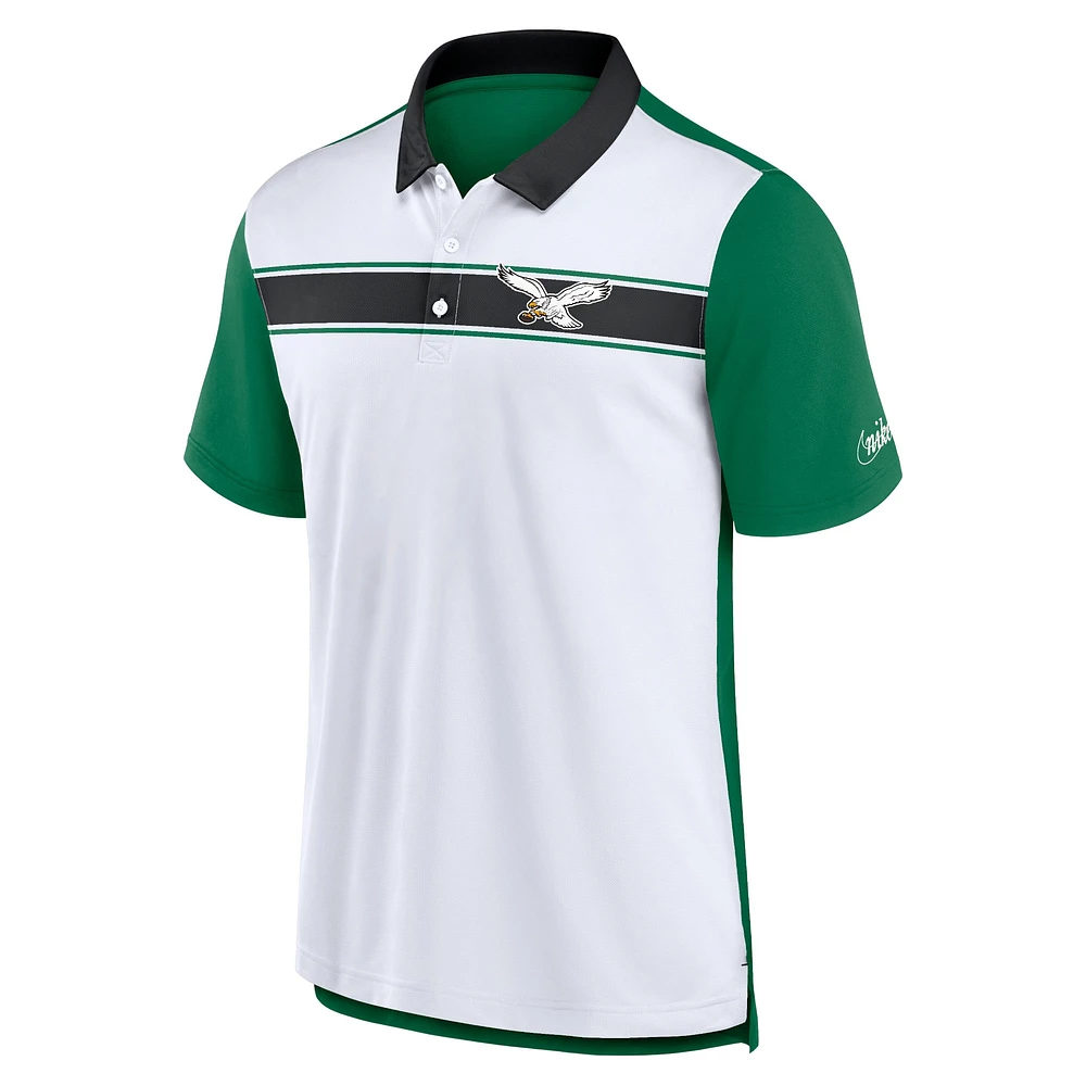 Polo en piqué Philadelphia Eagles Rewind pour Homme Nike - Blanc/Vert Kelly