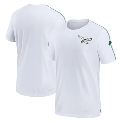 Haut Nike blanc pour homme avec logo alternatif Philadelphia Eagles Sideline Coach Performance