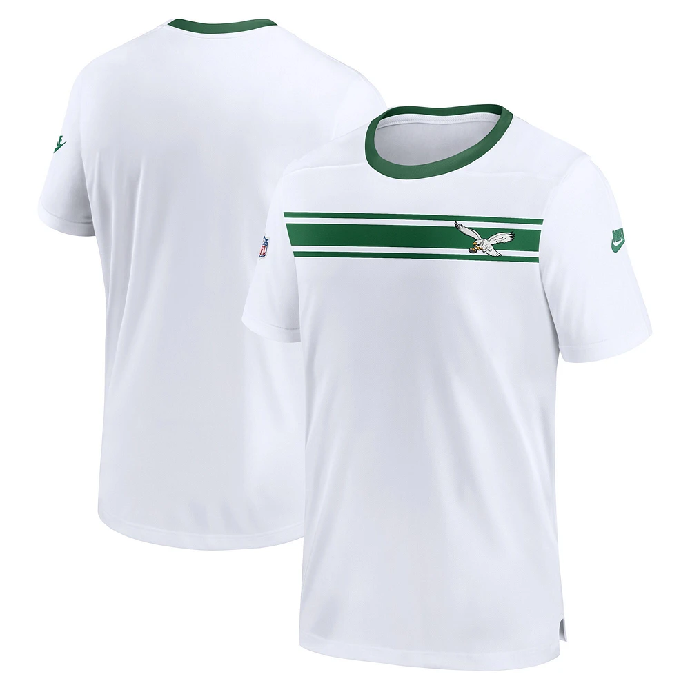 T-shirt Nike pour hommes, blanc, Philadelphia Eagles Sideline Coaches, performances alternatives