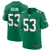 Maillot de match alternatif Nike Zack Baun Kelly vert des Philadelphia Eagles pour homme