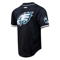 Men's Pro Standard A.J. Brown Black Philadelphia Eagles Mesh Baseball Button-Up T-Shirt