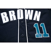 Men's Pro Standard A.J. Brown Black Philadelphia Eagles Mesh Baseball Button-Up T-Shirt