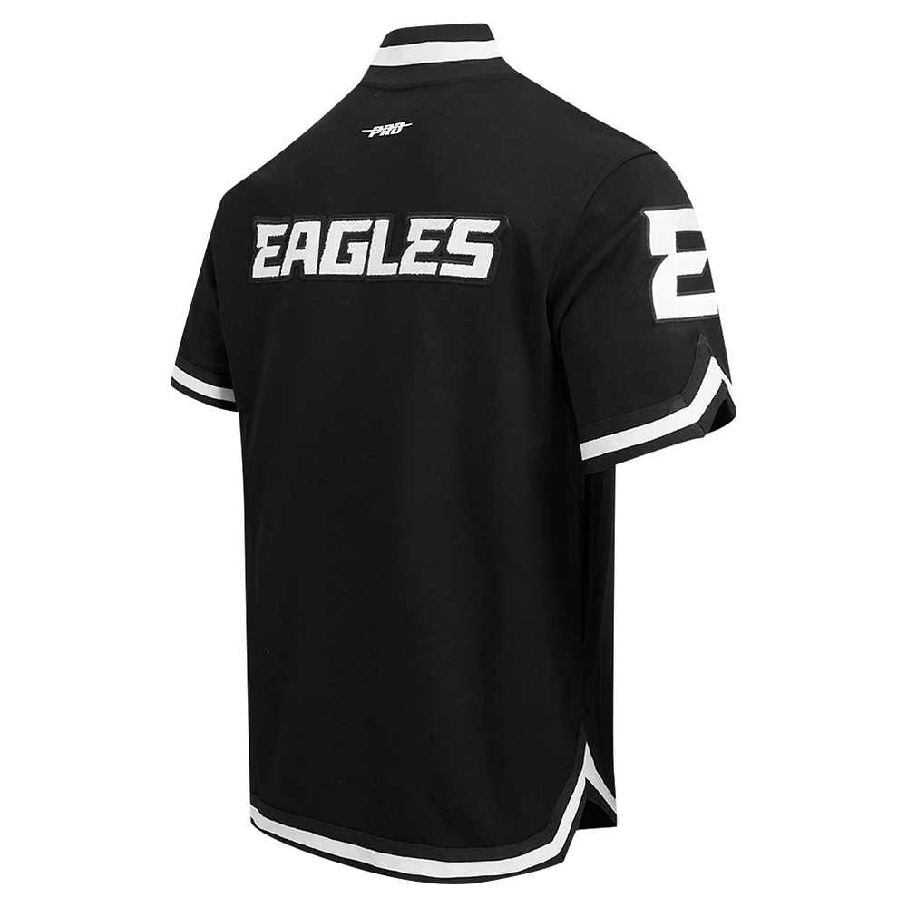 Veste d'échauffement classique à manches courtes et bouton-pression Pro Standard pour hommes, noire, des Eagles de Philadelphie