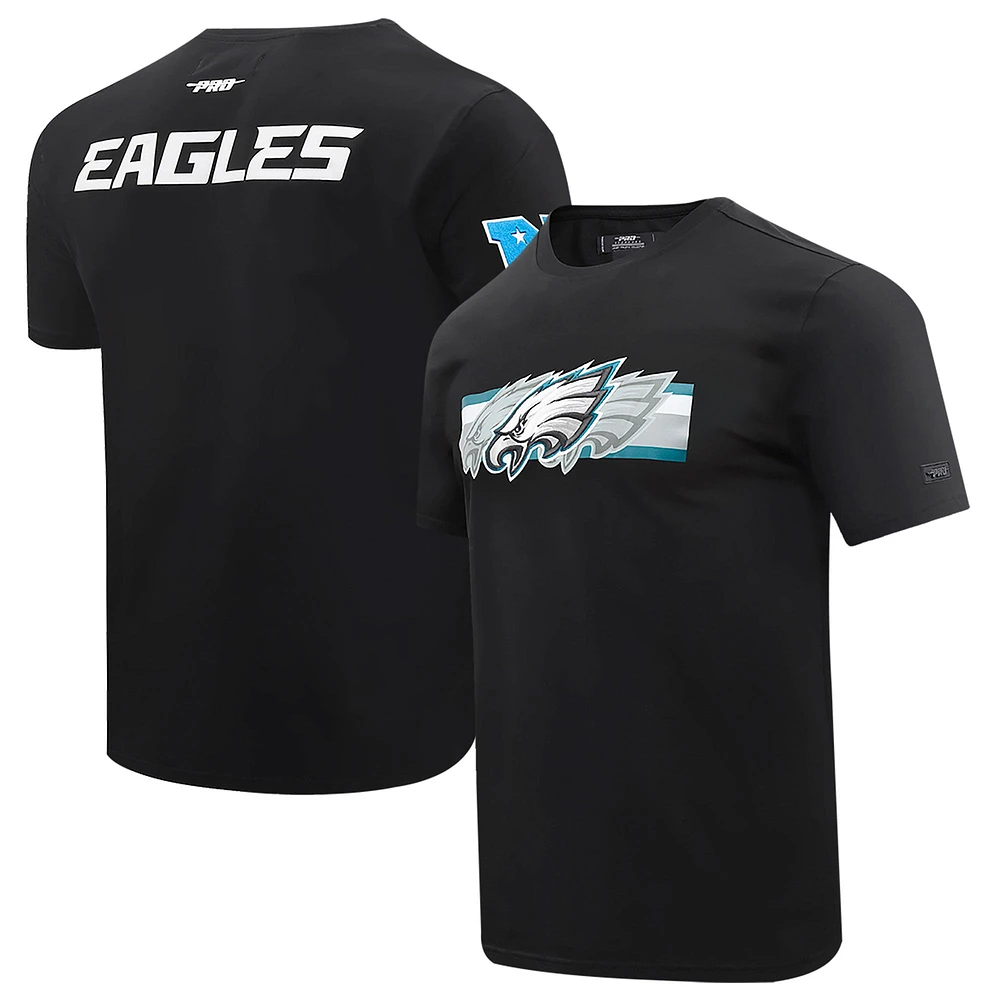 Men's Pro Standard Black Philadelphia Eagles Retro Striper T-Shirt