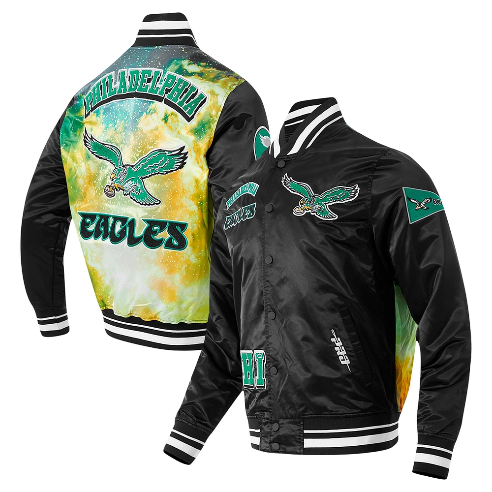 Veste à boutons-pression en satin sublimé Pro Standard noire Philadelphia Eagles pour homme