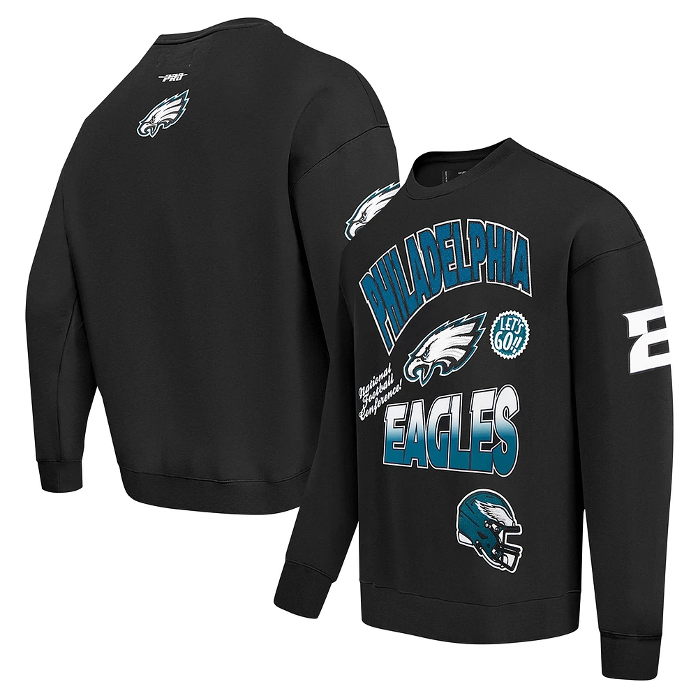 Sweat-shirt à enfiler épaules tombantes Turn It Up Pro Standard pour homme, noir, Philadelphia Eagles