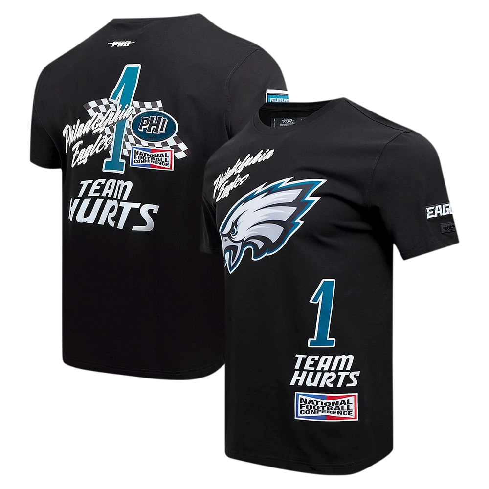 T-shirt noir Pro Standard Jalen Hurts pour hommes des Eagles de Philadelphie Fast Lane avec nom et numéro joueur