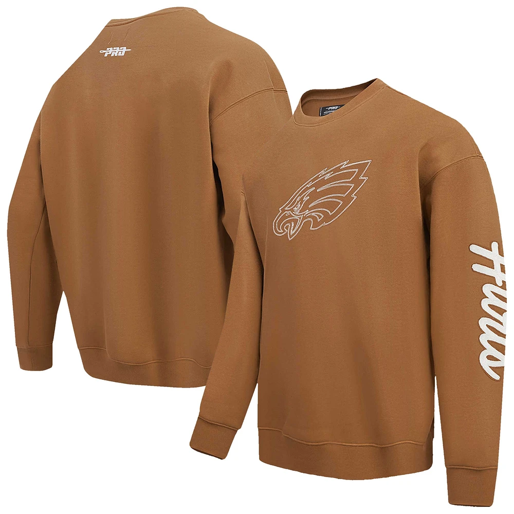 Sweat-shirt ras du cou à enfiler Pro Standard Jalen Hurts Brown pour homme des Philadelphia Eagles