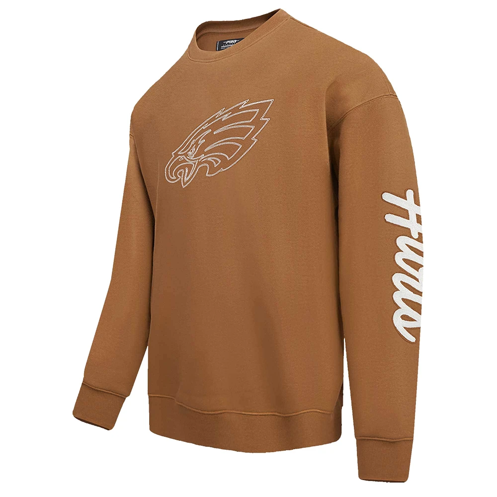 Men's Pro Standard Jalen Hurts Brown Philadelphia Eagles Pullover Crewneck Sweatshirt