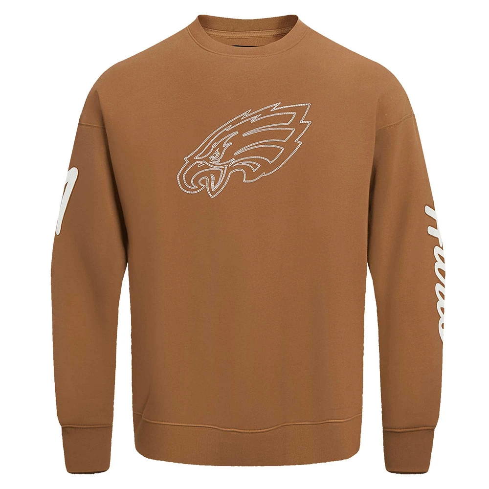 Men's Pro Standard Jalen Hurts Brown Philadelphia Eagles Pullover Crewneck Sweatshirt