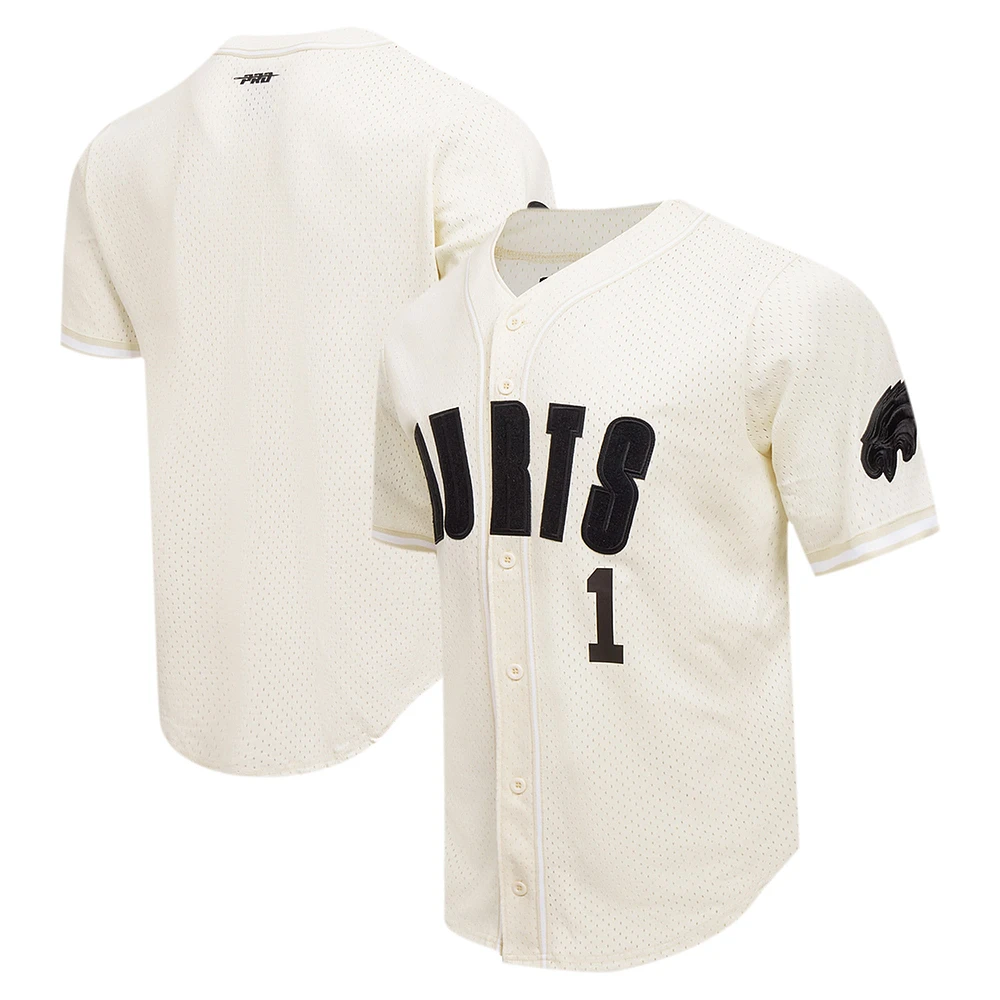 Maillot de baseball boutonné triple ton sur pour hommes Pro Standard Jalen Hurts crème Philadelphia Eagles nom et numéro