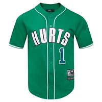 Maillot de baseball boutonné en maille Pro Standard Jalen Hurts Kelly Green Philadelphia Eagles pour hommes