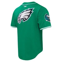 Maillot de baseball boutonné en maille Pro Standard Jalen Hurts Kelly Green Philadelphia Eagles pour hommes