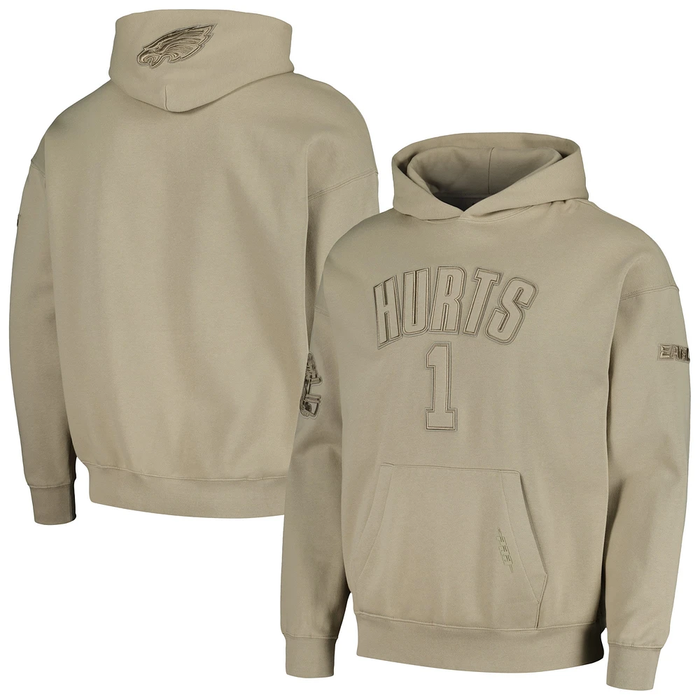 Men's Pro Standard Jalen Hurts Tan Philadelphia Eagles Player Name & Number Pullover Hoodie