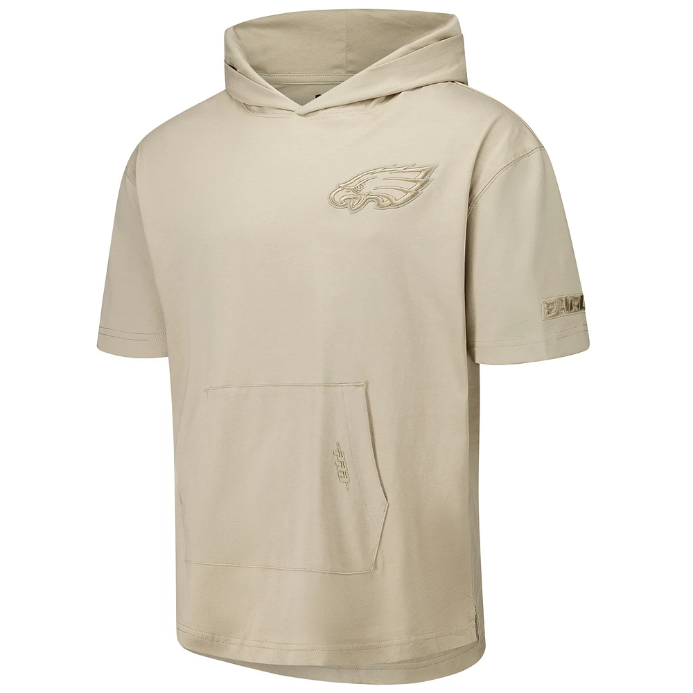 Men's Pro Standard Tan Philadelphia Eagles Neutrals Capsule Short Sleeve Pullover Hoodie