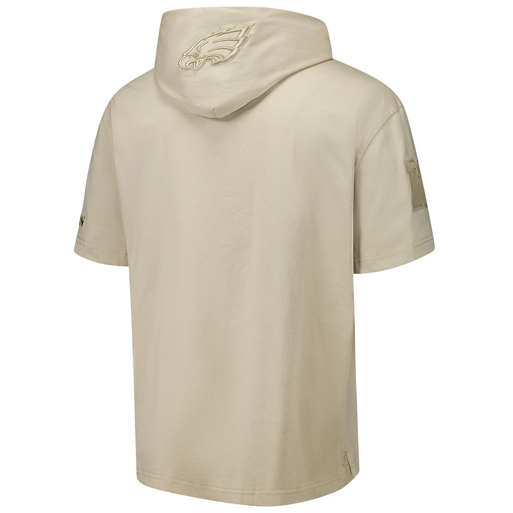 Men's Pro Standard Tan Philadelphia Eagles Neutrals Capsule Short Sleeve Pullover Hoodie