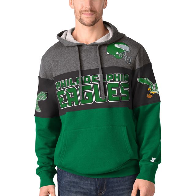 Men's Starter Kelly Green Philadelphia Eagles Throwback Raglan Hoodie Long  Sleeve T-Shirt