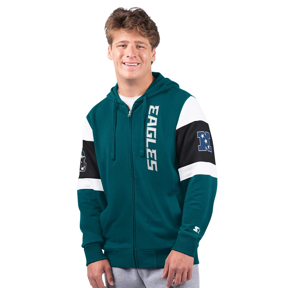 Sweat à capuche zippé pour homme Starter Midnight Green Philadelphia Eagles Extreme