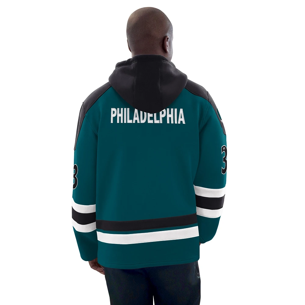 Men's Starter  Midnight Green Philadelphia Eagles Fashion Jersey Hoodie