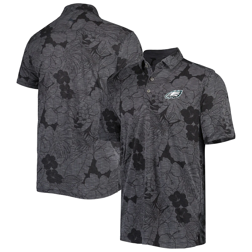 Polo Big & Tall Miramar Blooms des Eagles de Philadelphie Tommy Bahama noir pour homme