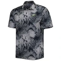 Men's Tommy Bahama Black Philadelphia Eagles Coast Luminescent Fronds Camp IslandZone Button-Up Shirt