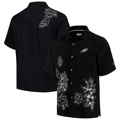 Chemise boutonnée Tommy Bahama noire pour hommes des Philadelphia Eagles Hibiscus Camp